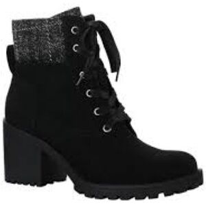 Women’s Sun + Stone Romina Black Faux Suede Lace Up Boots Size 11 US!